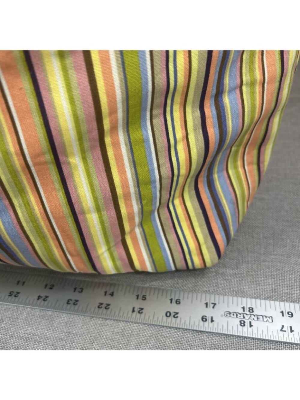 LONGABERGER Multicolor Blue Yellow Brown Stripe Weekender Tote Bag 17”x 13” - Picture 6 of 9